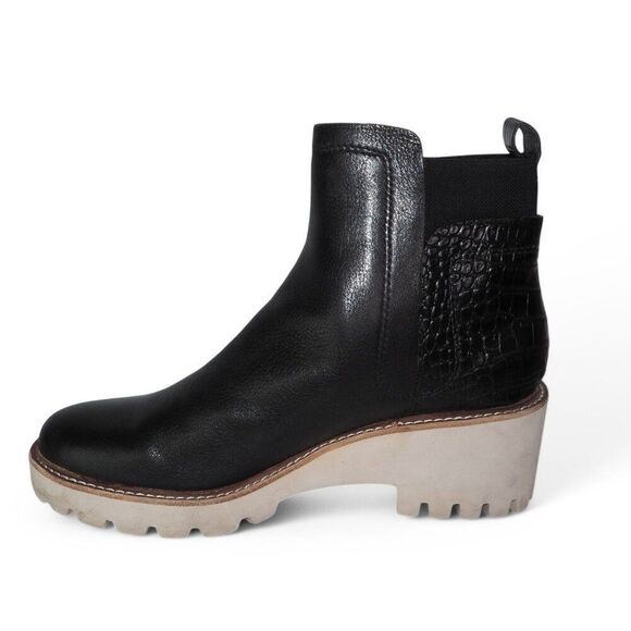 DV Dolce Vita Huey Rielle Lugged Chelsea Ankle Boots "Black Exotic" Women's 9.5 - Picture 6 of 11